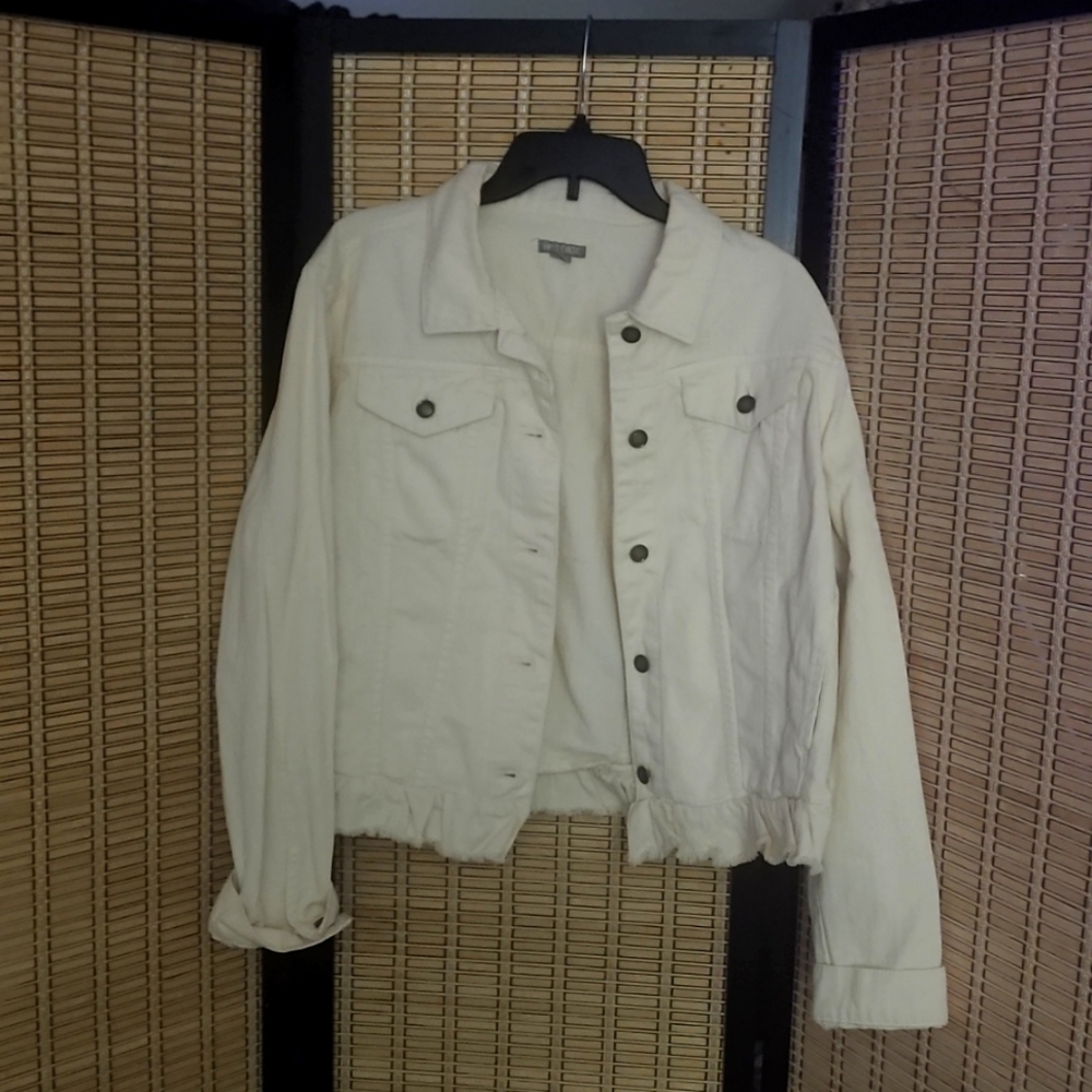 Cream colored denim jacket